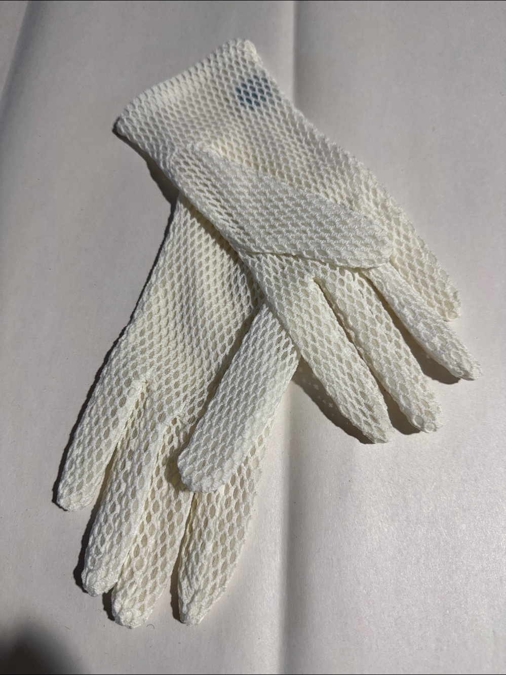 Vintage ivory white mesh net retro easter gloves nylon made in Japan